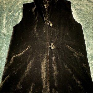 Olsen Black Collar Up Faux Fur Pockets Lined Vest Women's Size 10
